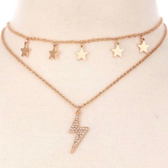 Jewelry - Lightning bolt & star layered necklace